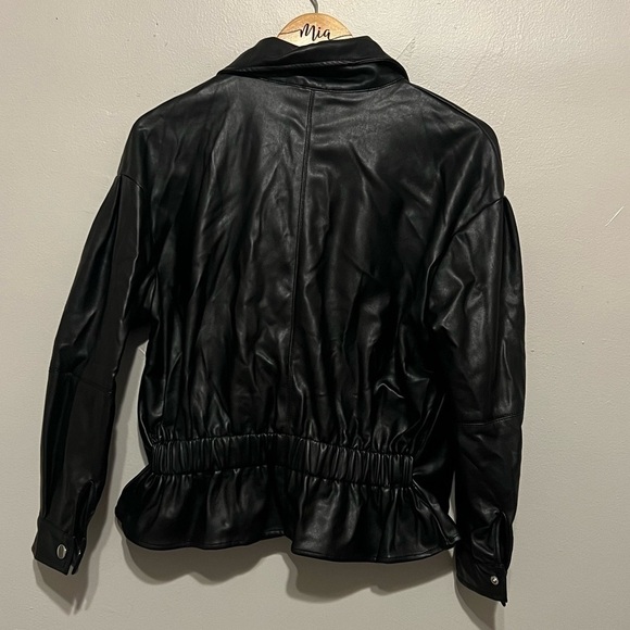 Shinestar Faux Leather Large Front Pockets Zip Up Jacket Small - Picture 5 of 5